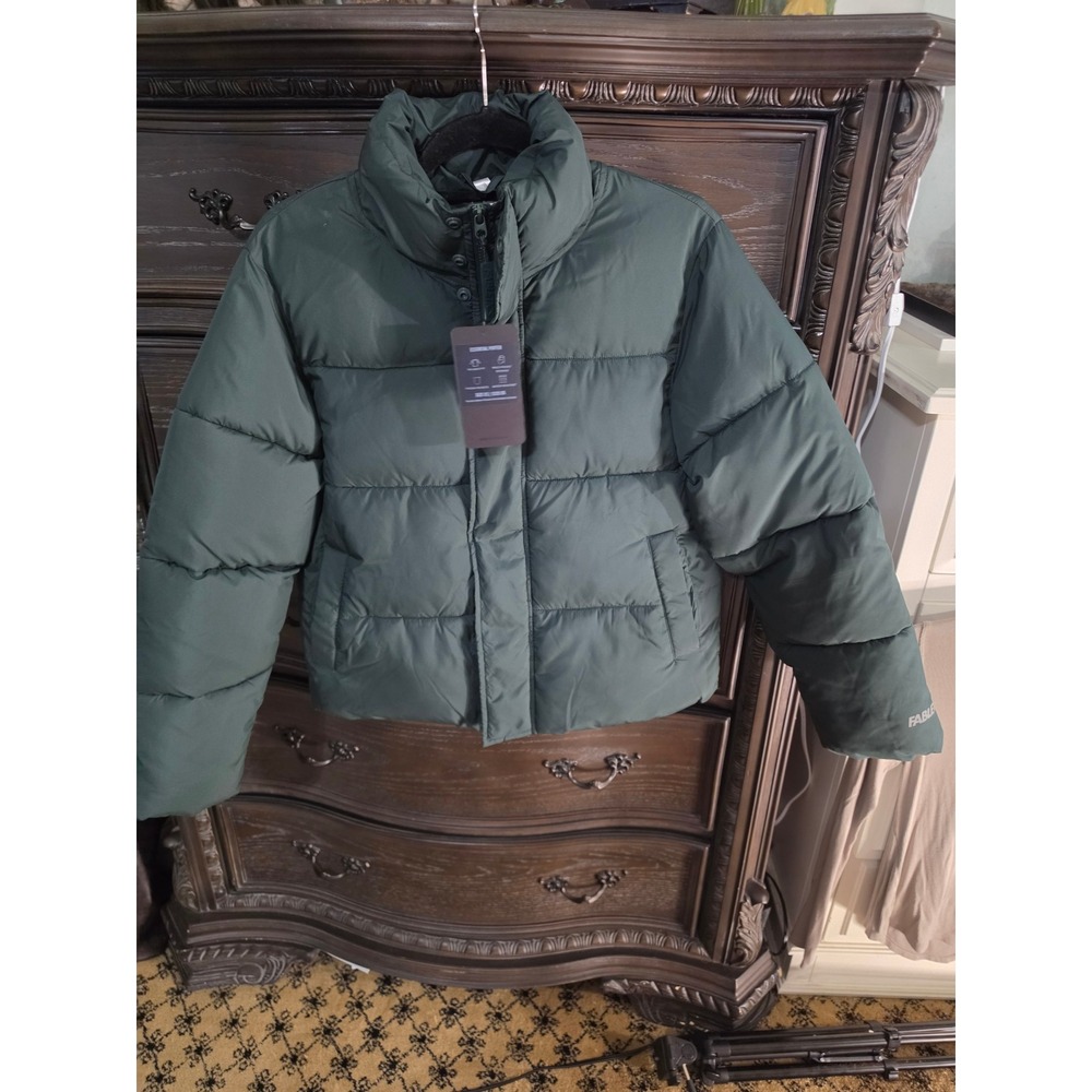Fabletics Essential Puffer Jacket XS Forest Green Water Resistant JT2500514-8363